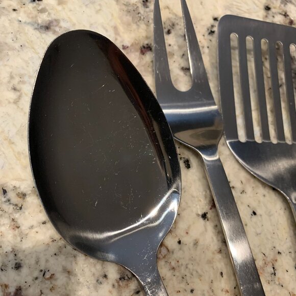 Temptations Blue Floral Lace 3 piece set Spatula Fork Spoon - Picture 2 of 5